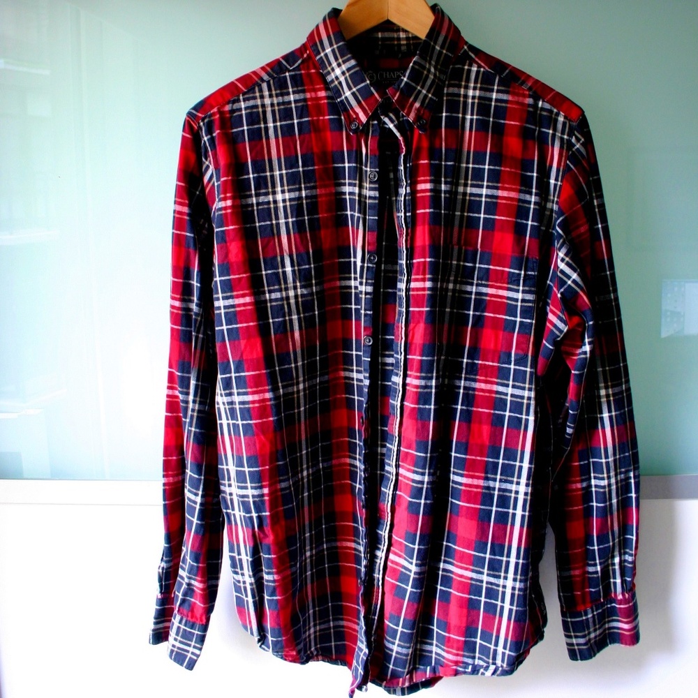 Chaps - Men's Medium Long Sleeve Shirt with Button Down Collar